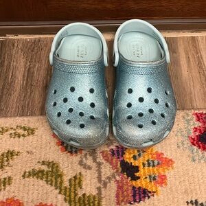 Teal glitter children’s crocs